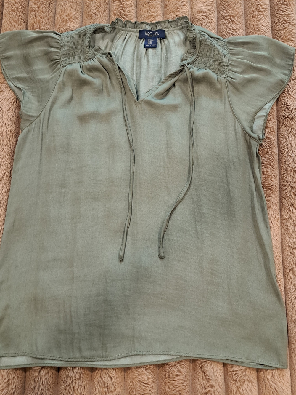 Rachel Roy Tie Neck Flutter Sleeve Top Size Extra Small Sage Green Blouse